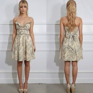 Fire Los Angeles Vintage Y2K Flutter Cream Fit + Flare Dress